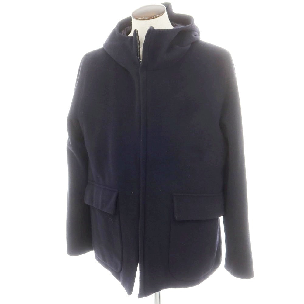 【中古】イーヴォ Hevo ウールポリエステルナイロン ダブルジップ フーデッドブルゾン ネイビー【サイズ54】【 状態ランクB 】【 メンズ 】[CPD]