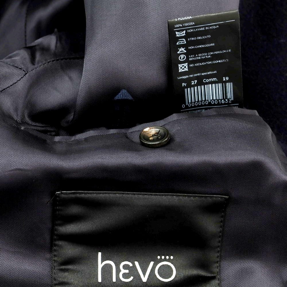 【中古】イーヴォ Hevo ウールポリエステルナイロン ダブルジップ フーデッドブルゾン ネイビー【サイズ54】【 状態ランクB 】【 メンズ 】[CPD]