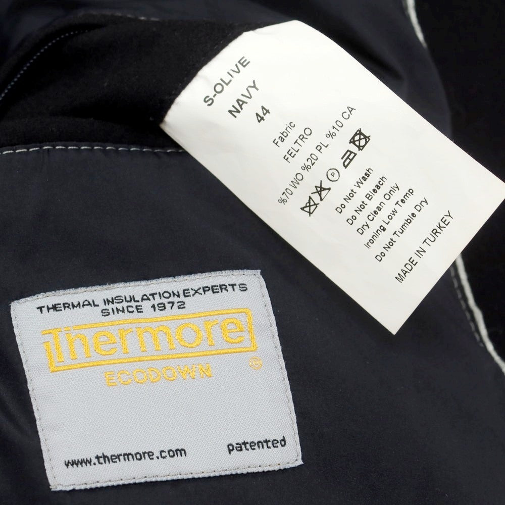 【中古】フレンチアイ FRENCHEYE Thermore ウールポリエスエルカシミヤ キルティングブルゾン ダークネイビー【 44 】【 状態ランクB 】【 メンズ 】