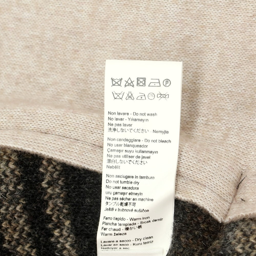 【中古】フレッド メロー Fred Mello ウールポリエステルアクリル チェック スタンドカラー ニットブルゾン ダークグレーxベージュ【 XXL 】【 状態ランクB 】【 メンズ 】