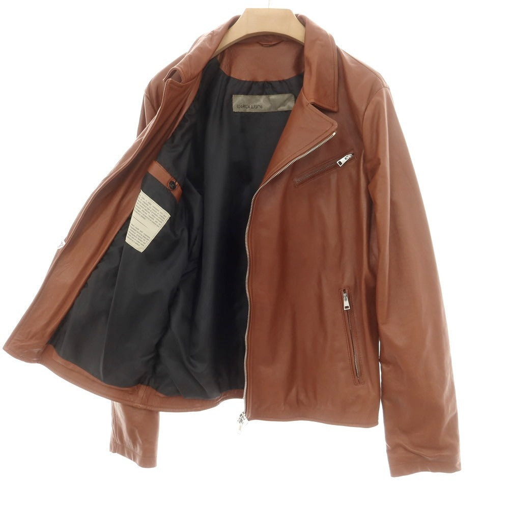 【中古】ジョルジオブラット GIORGIO BRATO レザー ライダースジャケット ライトブラウン【 54 】【 状態ランクB 】【 メンズ 】