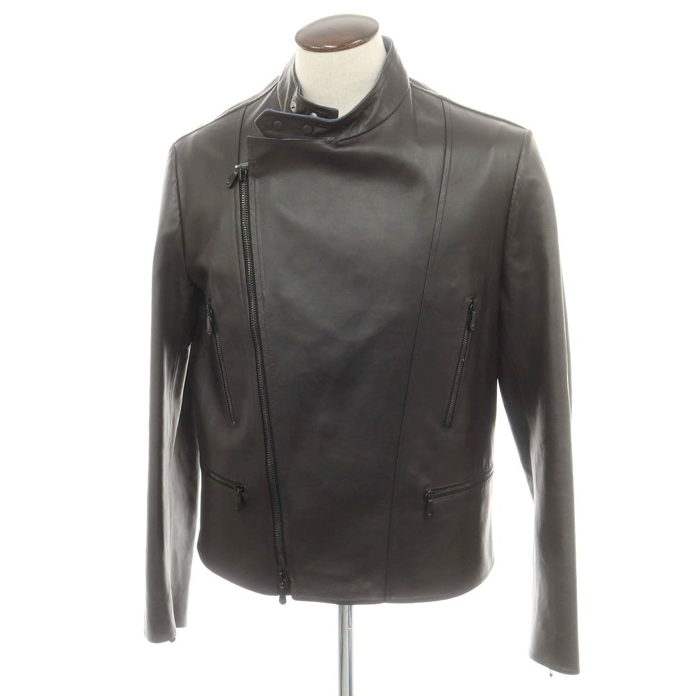 【中古】エルマンノ シェルヴィーノ ERMANNO SCERVINO ラムスキンレザー ライダースジャケット ブラックブラウン【 54 】【 状態ランクB 】【 メンズ 】