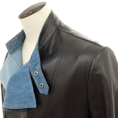 【中古】エルマンノ シェルヴィーノ ERMANNO SCERVINO ラムスキンレザー ライダースジャケット ブラックブラウン【 54 】【 状態ランクB 】【 メンズ 】