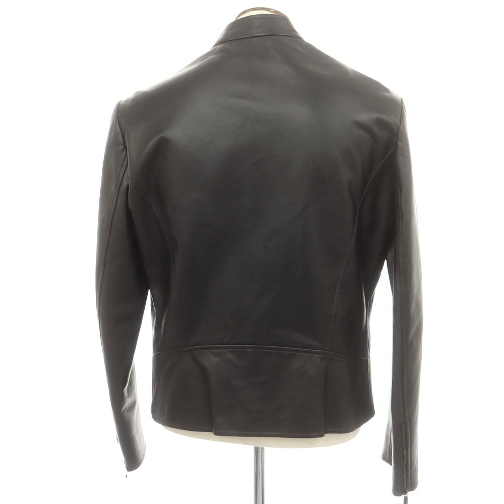 【中古】エルマンノ シェルヴィーノ ERMANNO SCERVINO ラムスキンレザー ライダースジャケット ブラックブラウン【 54 】【 状態ランクB 】【 メンズ 】