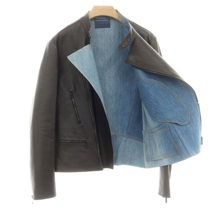 【中古】エルマンノ シェルヴィーノ ERMANNO SCERVINO ラムスキンレザー ライダースジャケット ブラックブラウン【 54 】【 状態ランクB 】【 メンズ 】