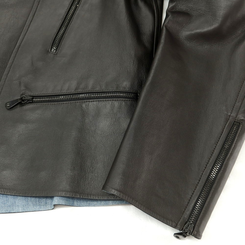 【中古】エルマンノ シェルヴィーノ ERMANNO SCERVINO ラムスキンレザー ライダースジャケット ブラックブラウン【 54 】【 状態ランクB 】【 メンズ 】