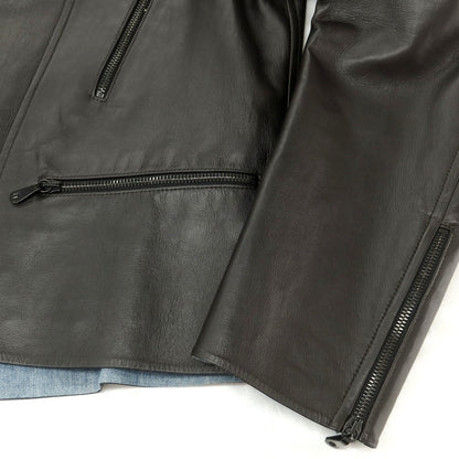 【中古】エルマンノ シェルヴィーノ ERMANNO SCERVINO ラムスキンレザー ライダースジャケット ブラックブラウン【 54 】【 状態ランクB 】【 メンズ 】