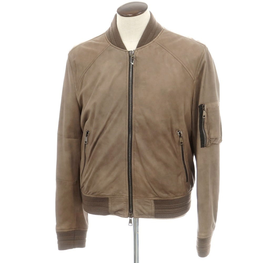 【中古】Vintage De Luxe ダブルジップ レザーブルゾン ダークベージュ【 54 】【 状態ランクC 】【 メンズ 】