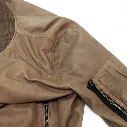 【中古】Vintage De Luxe ダブルジップ レザーブルゾン ダークベージュ【 54 】【 状態ランクC 】【 メンズ 】