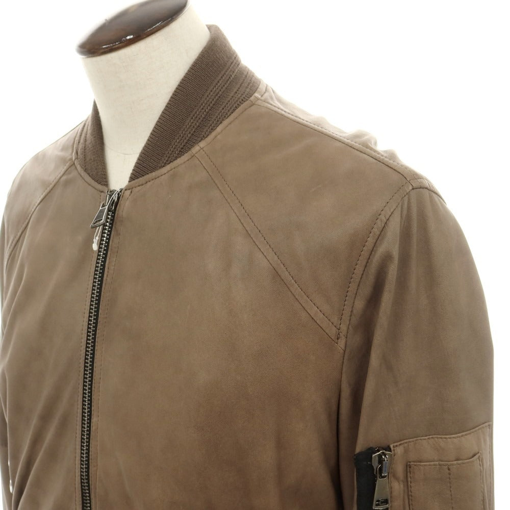 【中古】Vintage De Luxe ダブルジップ レザーブルゾン ダークベージュ【 54 】【 状態ランクC 】【 メンズ 】