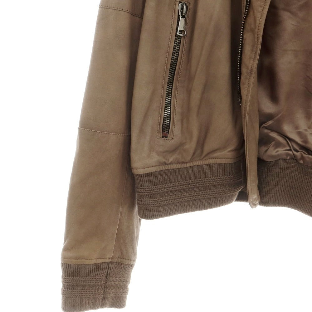 【中古】Vintage De Luxe ダブルジップ レザーブルゾン ダークベージュ【 54 】【 状態ランクC 】【 メンズ 】