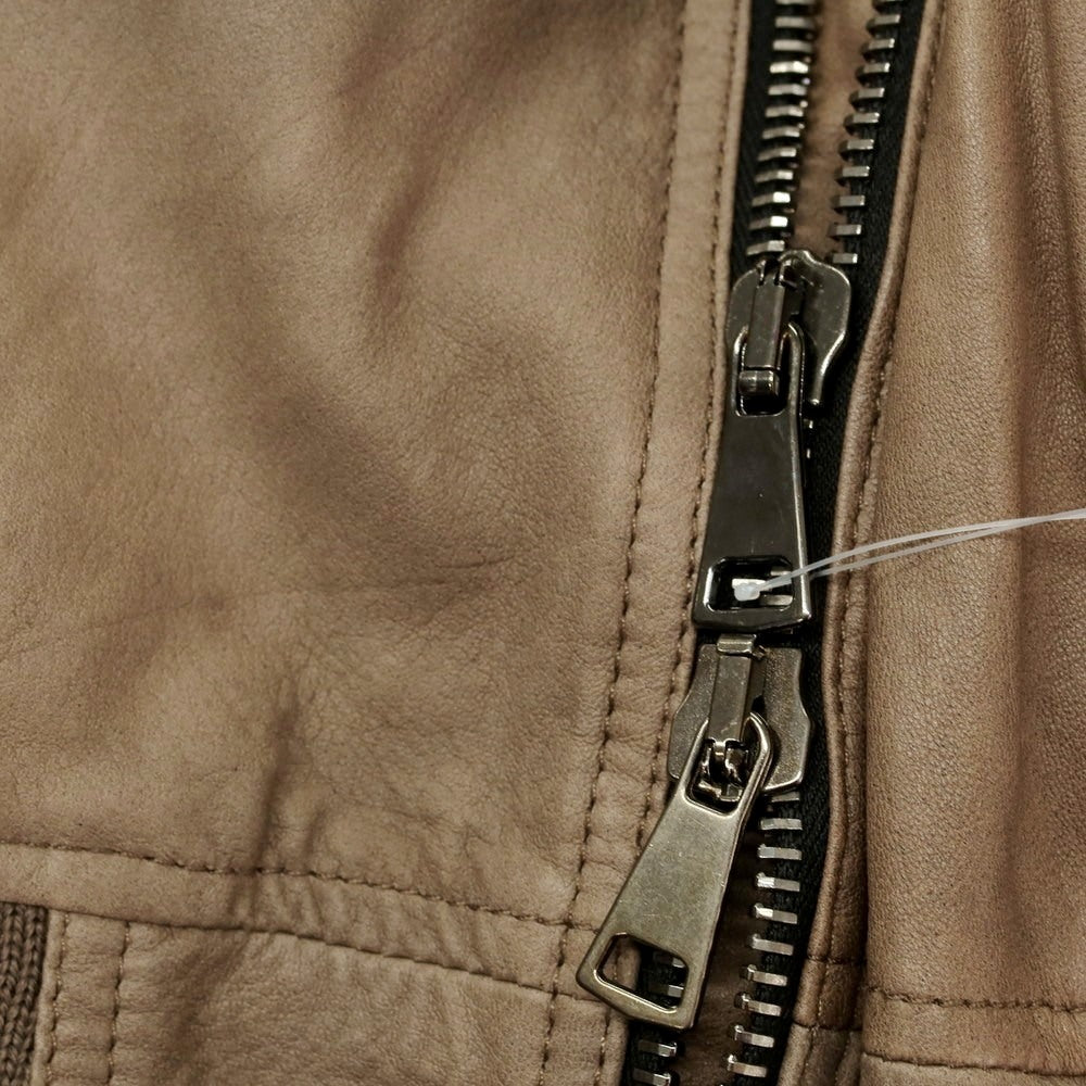 【中古】Vintage De Luxe ダブルジップ レザーブルゾン ダークベージュ【 54 】【 状態ランクC 】【 メンズ 】