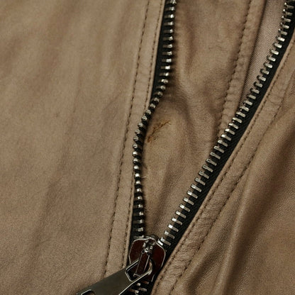 【中古】Vintage De Luxe ダブルジップ レザーブルゾン ダークベージュ【 54 】【 状態ランクC 】【 メンズ 】