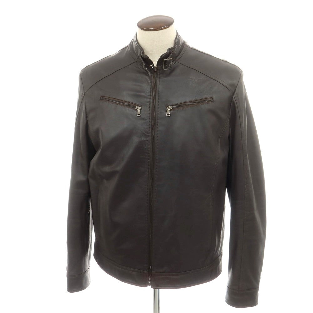 【中古】マスターペレ MASTERPELLE レザー 中綿入り シングル ライダースジャケット ダークブラウン【 XXL 】【 状態ランクB 】【 メンズ 】