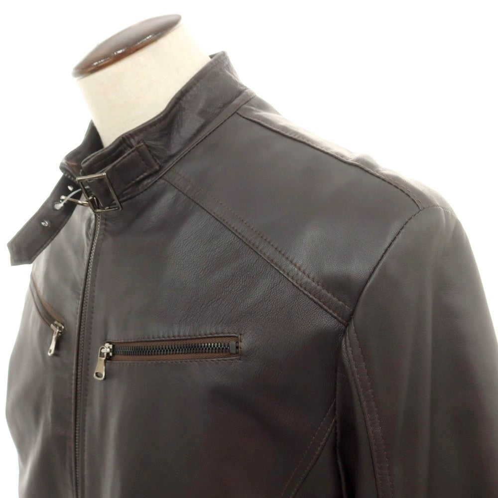 【中古】マスターペレ MASTERPELLE レザー 中綿入り シングル ライダースジャケット ダークブラウン【 XXL 】【 状態ランクB 】【 メンズ 】
