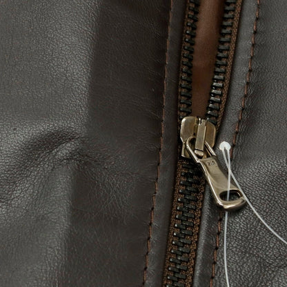 【中古】マスターペレ MASTERPELLE レザー 中綿入り シングル ライダースジャケット ダークブラウン【 XXL 】【 状態ランクB 】【 メンズ 】