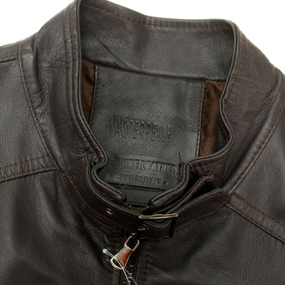 【中古】マスターペレ MASTERPELLE レザー 中綿入り シングル ライダースジャケット ダークブラウン【 XXL 】【 状態ランクB 】【 メンズ 】