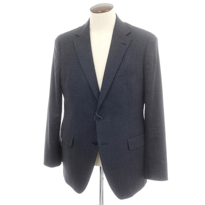 【中古】トンボリーニ TOMBOLINI ウールポリエステル チェック 2B テーラードジャケット ネイビーxグレー【 54 】【 状態ランクC 】【 メンズ 】