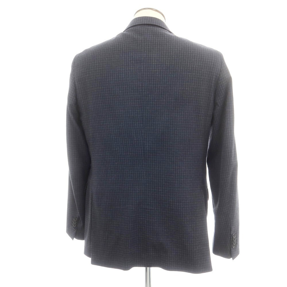 【中古】トンボリーニ TOMBOLINI ウールポリエステル チェック 2B テーラードジャケット ネイビーxグレー【 54 】【 状態ランクC 】【 メンズ 】