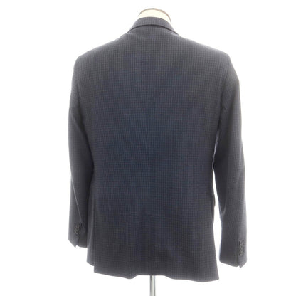 【中古】トンボリーニ TOMBOLINI ウールポリエステル チェック 2B テーラードジャケット ネイビーxグレー【 54 】【 状態ランクC 】【 メンズ 】