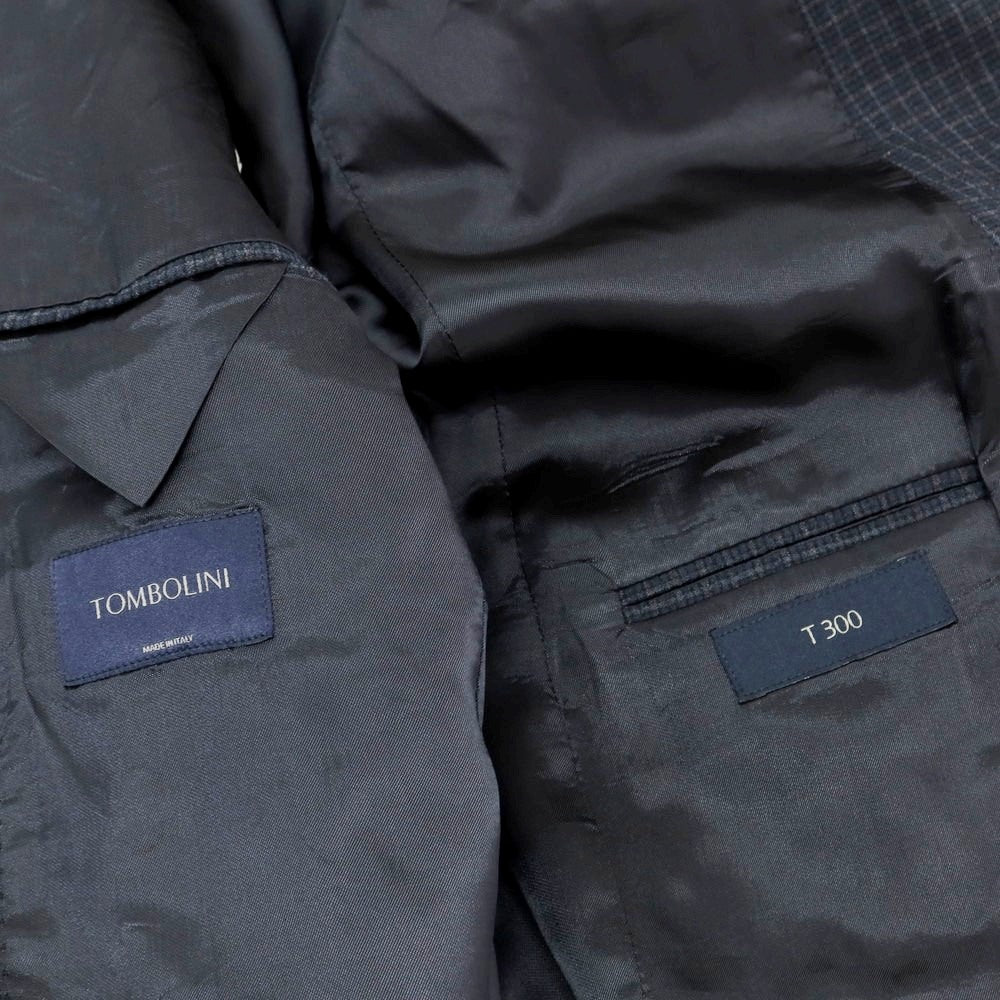 【中古】トンボリーニ TOMBOLINI ウールポリエステル チェック 2B テーラードジャケット ネイビーxグレー【 54 】【 状態ランクC 】【 メンズ 】