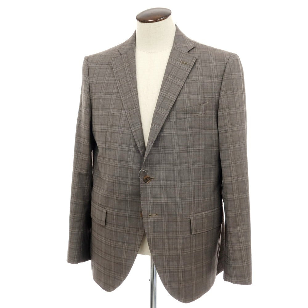 【中古】ルイジ ビアンキ マントヴァ Luigi Bianchi Mantova ウール チェック 2B テーラードジャケット グレー【サイズ54】【 状態ランクC 】【 メンズ 】