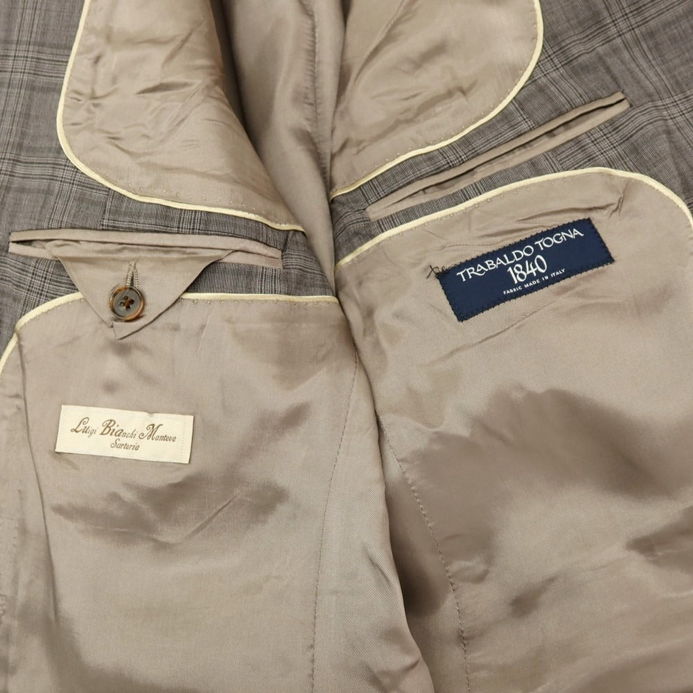 【中古】ルイジ ビアンキ マントヴァ Luigi Bianchi Mantova ウール チェック 2B テーラードジャケット グレー【サイズ54】【 状態ランクC 】【 メンズ 】