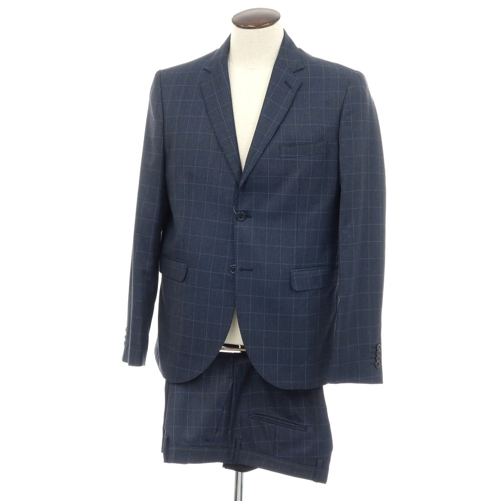 【中古】ヴィンセント トレード VINCENT TRADE ポリエステルアクリルレーヨンウールポリウレタン チェック 2つボタンスーツ ネイビー【サイズ54】【 状態ランクB 】【 メンズ 】