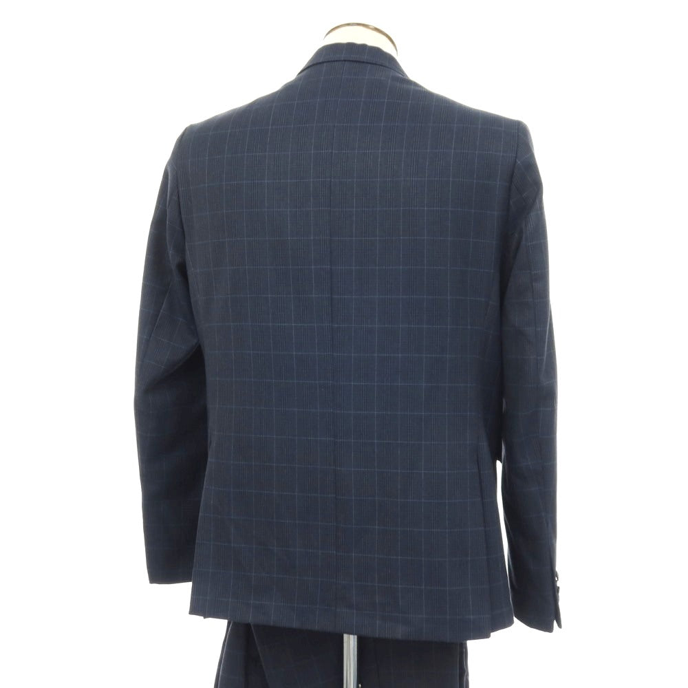 【中古】ヴィンセント トレード VINCENT TRADE ポリエステルアクリルレーヨンウールポリウレタン チェック 2つボタンスーツ ネイビー【サイズ54】【 状態ランクB 】【 メンズ 】[DPD]