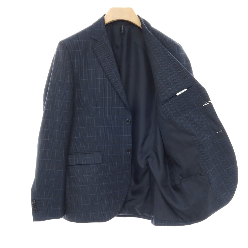 【中古】ヴィンセント トレード VINCENT TRADE ポリエステルアクリルレーヨンウールポリウレタン チェック 2つボタンスーツ ネイビー【サイズ54】【 状態ランクB 】【 メンズ 】[DPD]