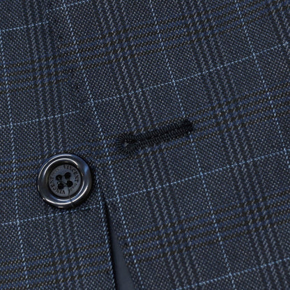 【中古】ヴィンセント トレード VINCENT TRADE ポリエステルアクリルレーヨンウールポリウレタン チェック 2つボタンスーツ ネイビー【サイズ54】【 状態ランクB 】【 メンズ 】