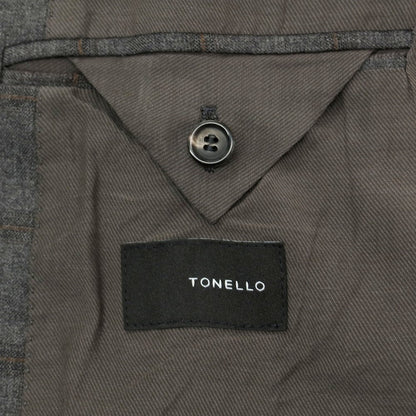 【中古】トネッロ TONELLO ウールポリエステル チェック 2B テーラードジャケット グレーxブラウン【 54 】【 状態ランクB 】【 メンズ 】