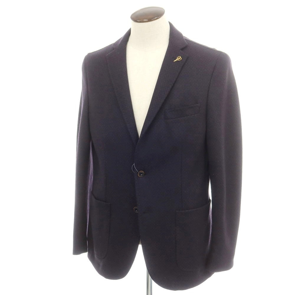 【中古】パオローニ PAOLONI ウールナイロンアクリル 2B テーラードジャケット ネイビーxブラウン【 54 】【 状態ランクB 】【 メンズ 】