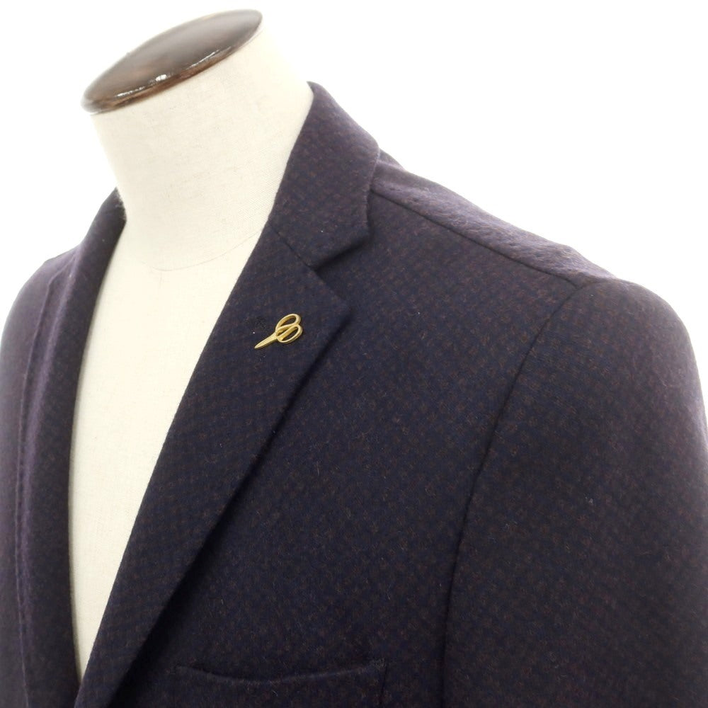 【中古】パオローニ PAOLONI ウールナイロンアクリル 2B テーラードジャケット ネイビーxブラウン【 54 】【 状態ランクB 】【 メンズ 】