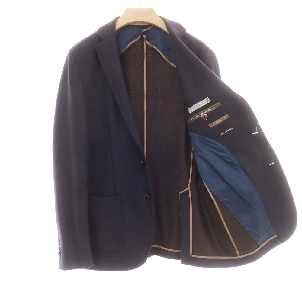 【中古】パオローニ PAOLONI ウールナイロンアクリル 2B テーラードジャケット ネイビーxブラウン【 54 】【 状態ランクB 】【 メンズ 】