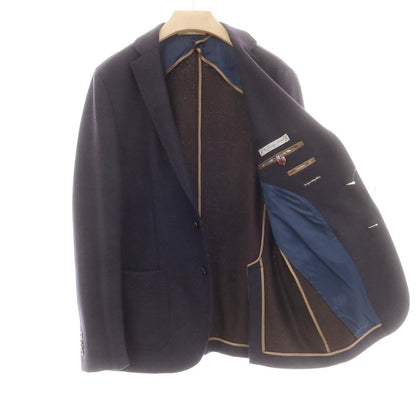 【中古】パオローニ PAOLONI ウールナイロンアクリル 2B テーラードジャケット ネイビーxブラウン【 54 】【 状態ランクB 】【 メンズ 】