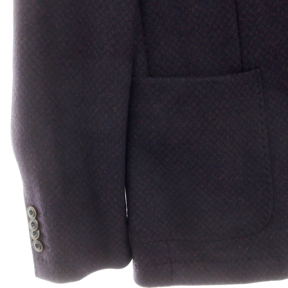 【中古】パオローニ PAOLONI ウールナイロンアクリル 2B テーラードジャケット ネイビーxブラウン【 54 】【 状態ランクB 】【 メンズ 】