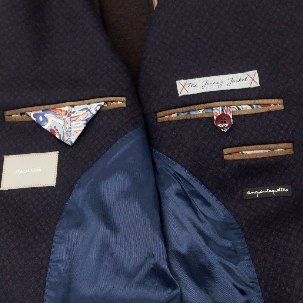 【中古】パオローニ PAOLONI ウールナイロンアクリル 2B テーラードジャケット ネイビーxブラウン【 54 】【 状態ランクB 】【 メンズ 】