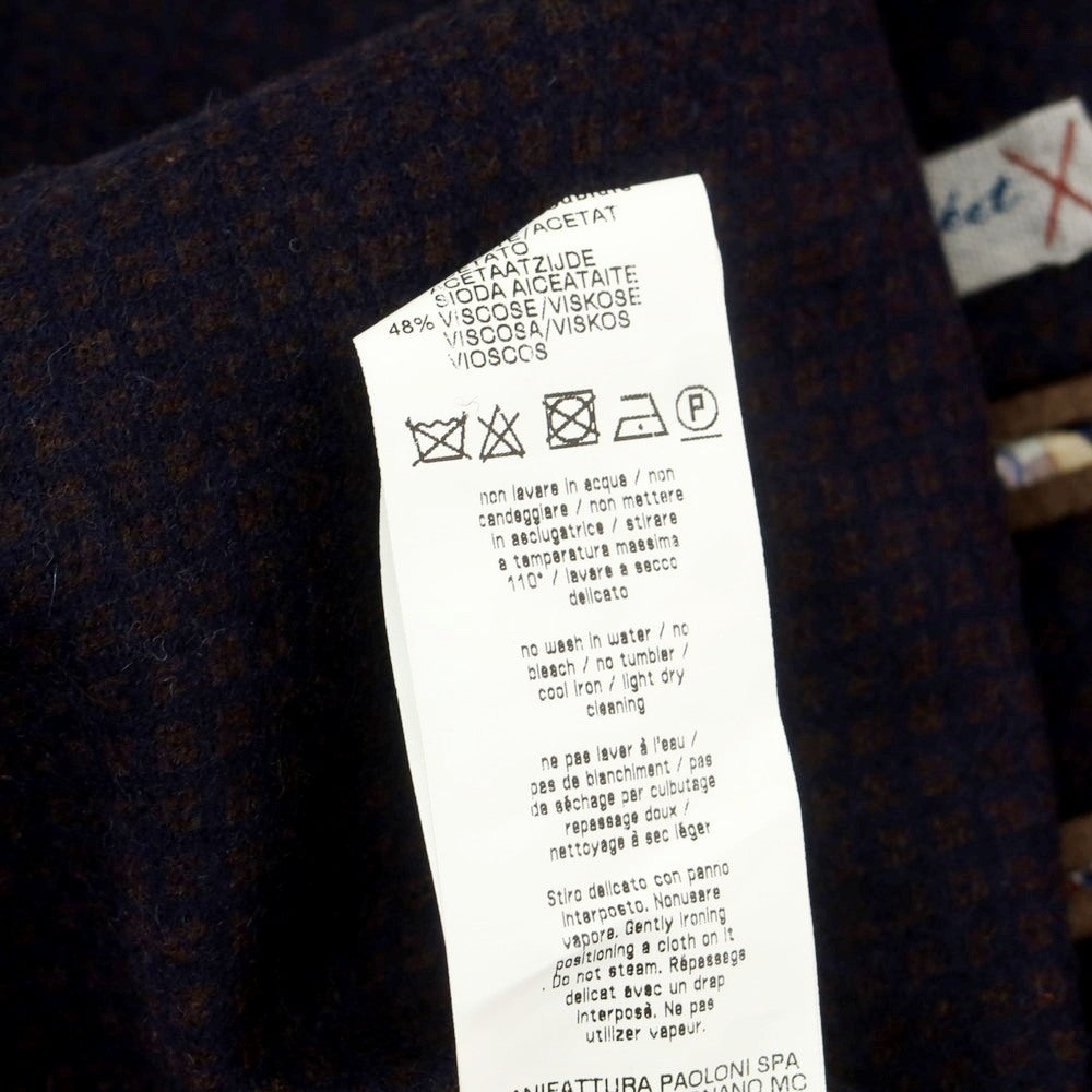 【中古】パオローニ PAOLONI ウールナイロンアクリル 2B テーラードジャケット ネイビーxブラウン【 54 】【 状態ランクB 】【 メンズ 】