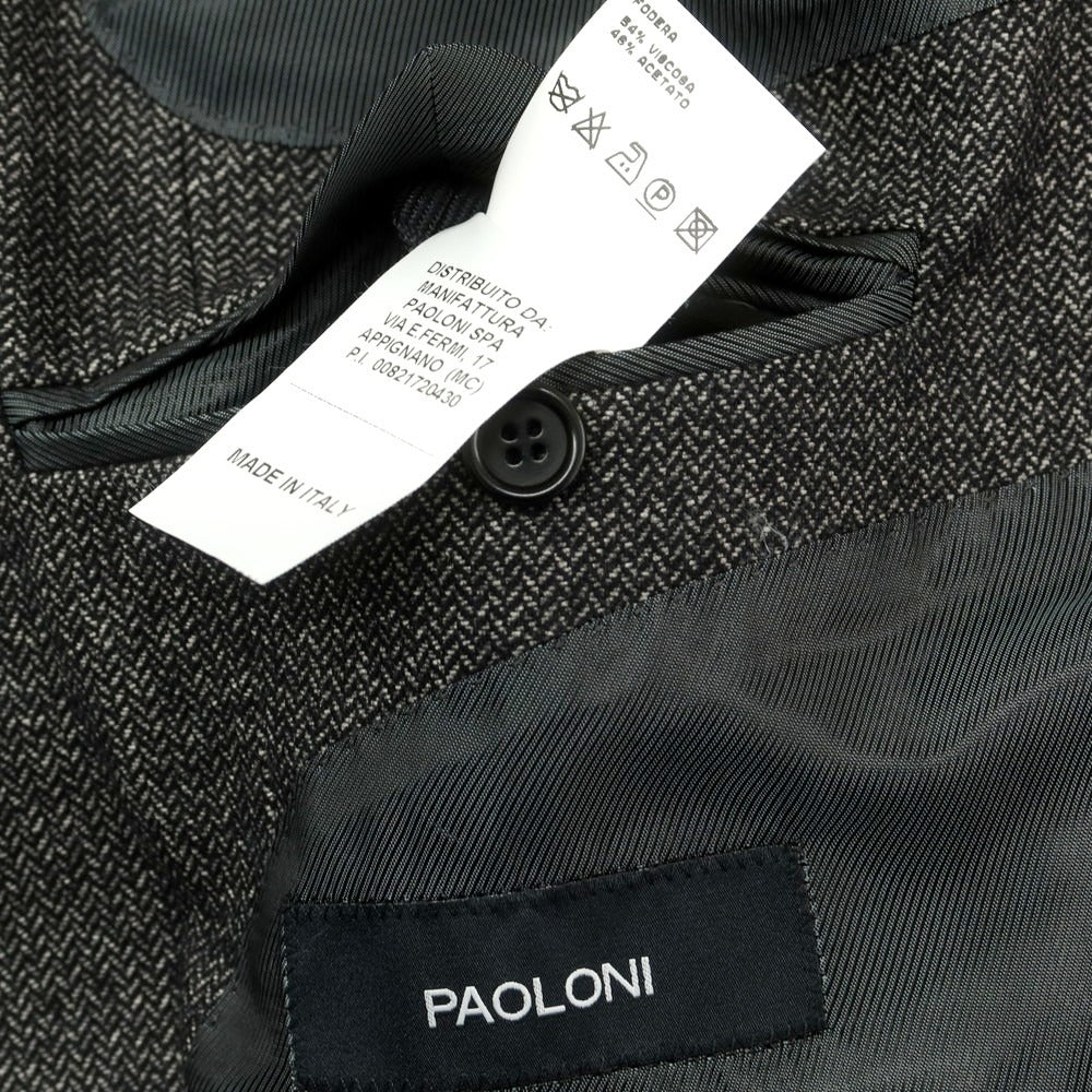 【中古】パオローニ PAOLONI ウールコットン テーラードジャケット グレー【 54 】【 状態ランクC 】【 メンズ 】