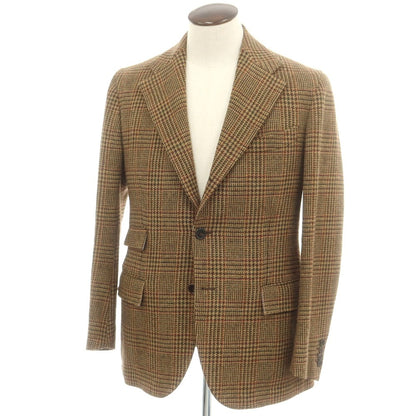 【中古】アラン ALAIN ウール チェック テーラードジャケット ベージュxブラウン【 54 】【 状態ランクC 】【 メンズ 】