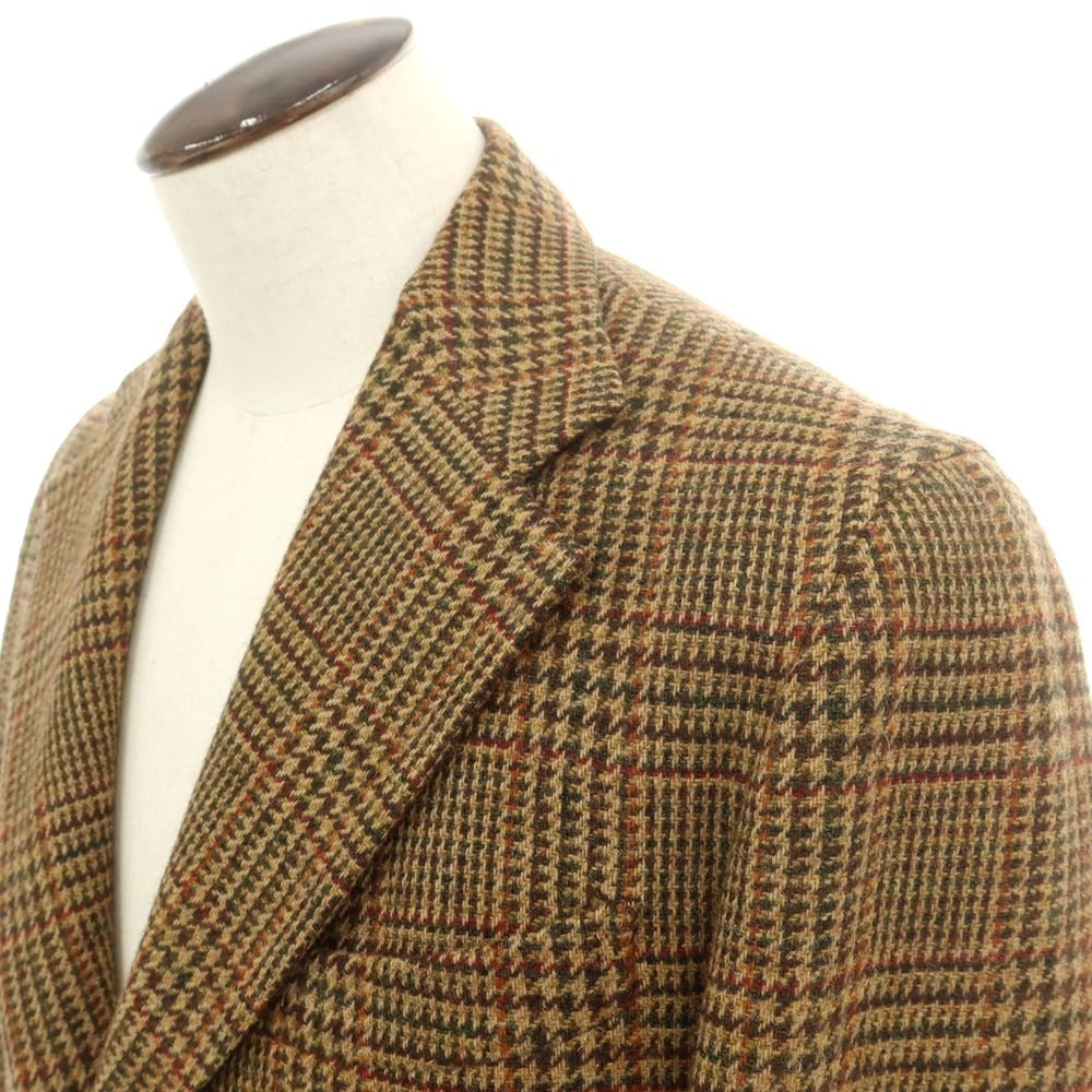 【中古】アラン ALAIN ウール チェック テーラードジャケット ベージュxブラウン【 54 】【 状態ランクC 】【 メンズ 】