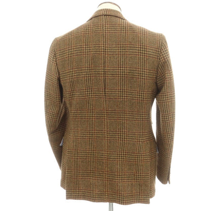 【中古】アラン ALAIN ウール チェック テーラードジャケット ベージュxブラウン【 54 】【 状態ランクC 】【 メンズ 】
