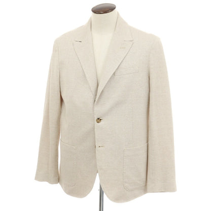 【中古】イレブンティ eleventy リネンコットン ジャージー ヘリンボーン 2B テーラードジャケット ベージュxホワイト【サイズ54】【 状態ランクC 】【 メンズ 】