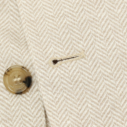 【中古】イレブンティ eleventy リネンコットン ジャージー ヘリンボーン 2B テーラードジャケット ベージュxホワイト【サイズ54】【 状態ランクC 】【 メンズ 】