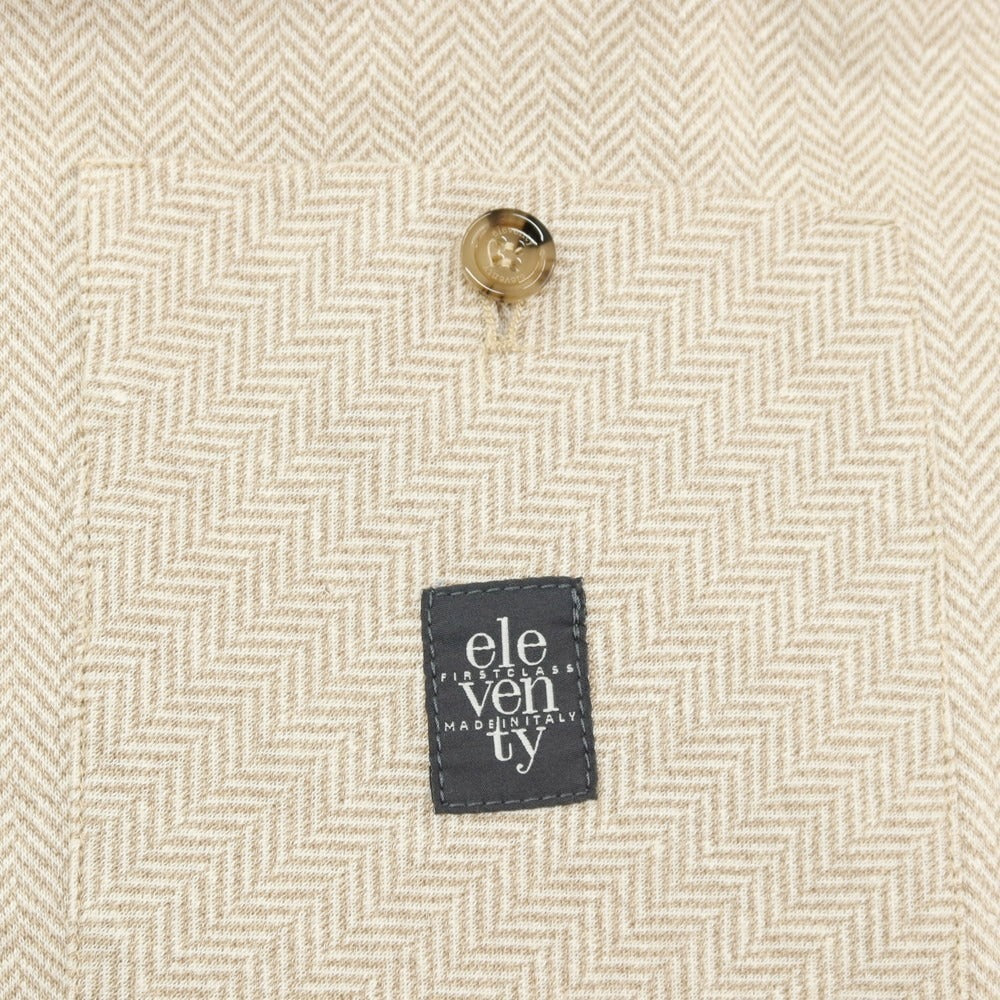 【中古】イレブンティ eleventy リネンコットン ジャージー ヘリンボーン 2B テーラードジャケット ベージュxホワイト【サイズ54】【 状態ランクC 】【 メンズ 】
