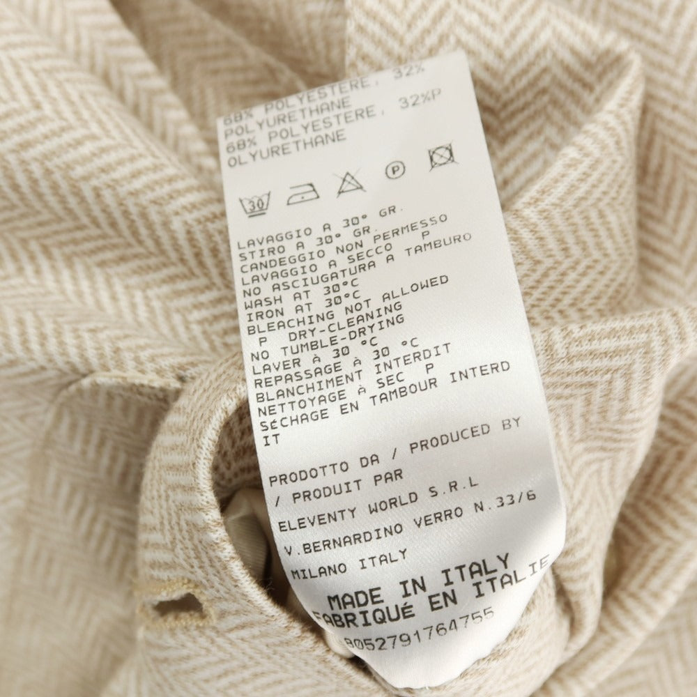 【中古】イレブンティ eleventy リネンコットン ジャージー ヘリンボーン 2B テーラードジャケット ベージュxホワイト【サイズ54】【 状態ランクC 】【 メンズ 】