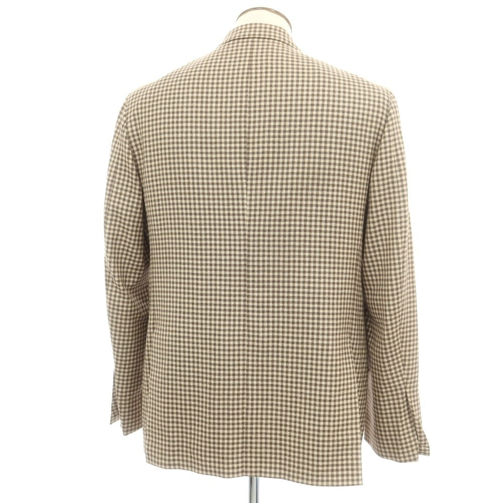 【中古】サルトリオ Sartorio ウール チェック テーラードジャケット ベージュxブラウン【 54 】【 状態ランクB 】【 メンズ 】