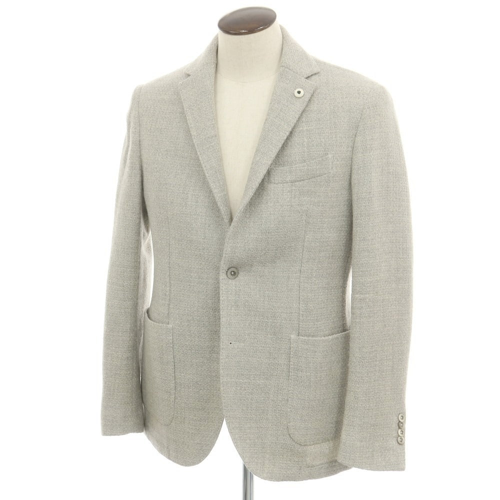 【中古】ブランドゥ Brando ツイードウール テーラードジャケット ライトグレー【 54 】【 状態ランクB 】【 メンズ 】