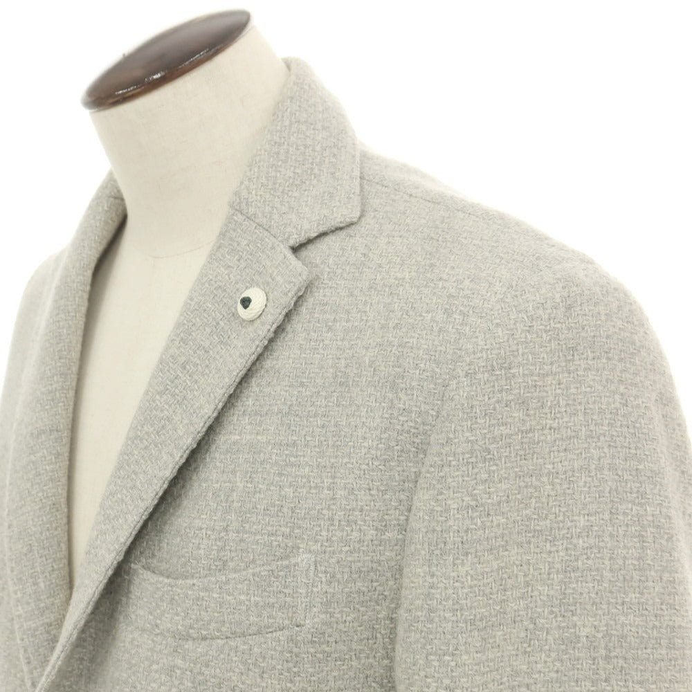 【中古】ブランドゥ Brando ツイードウール テーラードジャケット ライトグレー【 54 】【 状態ランクB 】【 メンズ 】